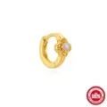 Elegant 925 sterling silver gold plated hoop earring featuring a round opal centerpiece - Style #2 (Clover) / Single Piece / Gold