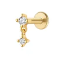 Elegant gold plated S925 silver labret stud featuring sparkling cubic zirconia tassel charms - Tassel Cartilage Stud (26094) / Gold