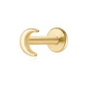 Elegant 18K gold plated S925 sterling silver crescent moon flat back piercing stud - Crescent Style (26022) / Gold