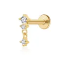 Elegant gold plated S925 sterling silver labret piercing stud featuring CZ tassel chain design - Chain Tassel Style (26095) / Gold