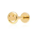 Gold-plated S925 sterling silver smiley face labret stud earring with flat back - Hollow Smiley Face Style (26024) / Gold