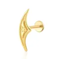 Elegant S925 sterling silver crescent moon labret piercing stud earring in gold finish - Hollow Carved Crescent (Item 26069) / Gold