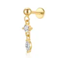 Eleganter vergoldeter S925 Silber Labret-Stecker mit runden und marquise Zirkonia - Marquise-Zirkonia-Quasel-Stil (26096) / Gold