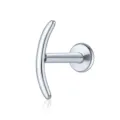 Elegant polished S925 sterling silver crescent labret stud earring for ear piercing - Polished Crescent (Item 26070) / White Gold