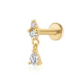 Hochwertiger S925 Sterlingsilber Goldstecker mit eleganten Tropfenzirkonia-Steinen - Birnen-Zirkonia-Quasel-Stil (26098) / Gold