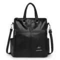 Elegant sac a dos pour femme en cuir PU noir, sac a epaule polyvalent et pratique. - Noir