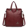 Sac à dos multifonction en cuir PU pour femme sac bandoulière vintage décontracté - Rouge