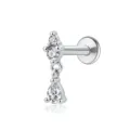 S925 Sterling Silber Knorpel-Ohrstecker mit hängendem Zirkonia in eleganter Birnenform - Birnen-Zirkonia-Quasel-Stil (26098) / Weißgold