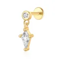 Eleganter S925 Sterling Silber vergoldeter Knorpelohrstecker mit Zirkon-Anhänger - Geometrischer Rautenanhänger (26099) / Gold