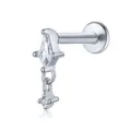 Eleganter S925 Sterling Silber Labret Stecker mit Marquise Zirkon und Hänger Anhänger - Rautenkombination Quasel (26101) / Weißgold