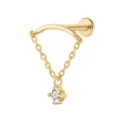 Hochwertiger S925 Sterling Silber Ohrenstecker mit goldener Quastenkette und Zirkon - Bogen-Quasel-Zirkonia (26104) / Gold
