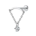 Eleganter S925 Sterling Silber Ohrknochenstecker mit Zirkon-Quastenkette und Geometrie - Bogen-Quasel-Zirkonia (26104) / Weißgold