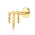 Minimalistischer S925 Silber Ohrstecker mit goldenem Perlen-Quasten-Anhängern Design - Dreifach-Perlen-Quasel (26105) / Gold