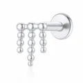 S925 Sterling Silber Knorpelstecker mit drei Perlenquastenketten - Dreifach-Perlen-Quasel (26105) / Weißgold