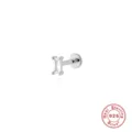 Premium 925 sterling silver labret stud earring featuring a clear rectangular zirconia - Rectangular Zirconia Four-Prong Style (#13) / White Gold