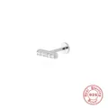 925 Sterling Silver labret stud earring with five zirconia stones for cartilage piercing - Straight Five-Zirconia Row Style (#15) / White Gold