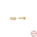 Gold-plated 925 sterling silver labret stud earring with three sparkling zircons - Three-Zirconia Row Style (#16) / Gold