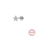 Elegant 925 sterling silver star labret stud earring with sparkling cubic zirconia stones - Five-Pointed Star Zirconia Style (#17) / White Gold