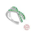 925 sterling silver crisscross ear cuff with sparkling green zircon stones. - Green Zirconia White Gold