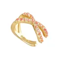 Elegant 925 sterling silver gold plated crisscross ear cuff with orange zircons - Pink Zircon-Gold