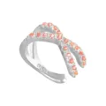 Elegant 925 sterling silver crossover ear cuff set with vibrant pink cubic zirconia. - Pink Zirconia White Gold