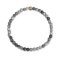 Elegantes graues Marmorstein-Perlenarmband mit einem einzigartigen goldenen Metallperlen-Akzent. - 4mm / Landkartenstein