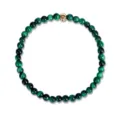 Elegantes elastisches 4mm Armband aus grünem Tigerauge mit einer dekorativen Goldperle - 4mm / Grünes Tigerauge