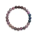 Pulsera de cuentas de piedra natural con amatista y granate para yoga - Pulsera