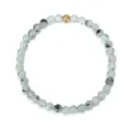 Elastisches Yoga-Armband mit 4mm Natursteinperlen und facettierter Gold-Kupferperle - 4mm / Tianshan Blau
