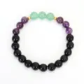 Pulsera de cuentas de amatista y aventurina verde de 8 mm con piedras negras pulidas - Pulsera