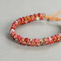 Pulsera artesanal de cuentas de piedra imperial de 4 mm tejida de doble capa mujer - Estilo Jaspe Imperial Azul Púrpura (3166)
