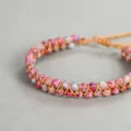 Pulsera tejida de doble capa hecha a mano con piedra jaspe imperial de 4mm para mujer - Estilo Jaspe Imperial Rojo (3164)