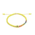 Handgefertigtes gelbes Evil Eye Armband mit bunten Regenbogen-Kristallperlen für Damen - Leuchtgelb