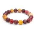 Handgefertigtes elastisches Yoga-Armband mit bunten Natursteinperlen zur Meditation - Warmer Ton Mehrfarbiger Stein