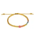 Handgemachtes goldenes Rocailles-Armband mit rotem Evil Eye und bunten Kristallen - Gold