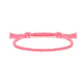 Minimalistisches rosa geflochtenes Baumwollarmband mit verstellbaren Quasten - Viersträngiger Quastenstil (3) / Rosa