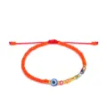 Verstellbares handgeflochtenes Evil Eye Armband mit orangefarbenen Perlen und Kristallen - Orangerot