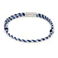 Hand-braided colorful cotton thread bracelet featuring an engraved mantra metal bead - Style 2 (2847) / Dark Blue Purple Black Pink Mix