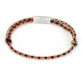 Handmade colorful braided cotton rope bracelet with engraved mantra bead - Style 3 (2847) / Red Yellow Blue Black Mix