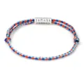 Handmade colorful braided cotton cord bracelet with engraved mantra silver metal bead - Style 4 (2847) / Red Blue Grey Light Blue Mix