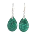 Orecchini bohémien a goccia in malachite verde con ganci in argento - Malachite