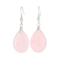 Orecchini bohémien a goccia con pietre di quarzo rosa naturale e ganci d'argento - Quarzo rosa
