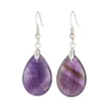 Eleganti orecchini bohémien a goccia con pietre di ametista viola naturale lucidata - Ametista