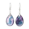 Orecchini bohémien a goccia in pietra multicolore con ganci argentati per donna - Fluorite Colorata