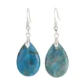 Eleganti orecchini bohémien a goccia con pietra blu naturale e ganci in argento lucido - Lapislazzulo
