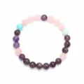 Pulsera de yoga hecha a mano con amatista y cuarzo rosa para meditación y curación - Pulsera