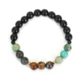Pulsera elástica de cuentas de piedra natural con ojo de tigre y turquesa verde - Pulsera de Cuentas de Piedra Natural