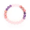 Pulsera de piedras naturales con cuentas de cuarzo rosa y amatista para yoga y meditación - Brazalete (2990)