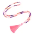 Collar mala de yoga de 108 cuentas con amatista y cuarzo rosa, detalle de borla rosa. - Collar (2990)
