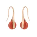 Elegante minimalistische Ohrhänger in Roségold mit lebhaften runden roten Steinperlen - Roter Jaspis Gold Haken